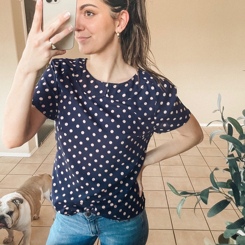 Peter Pan Collar Polkadot Top